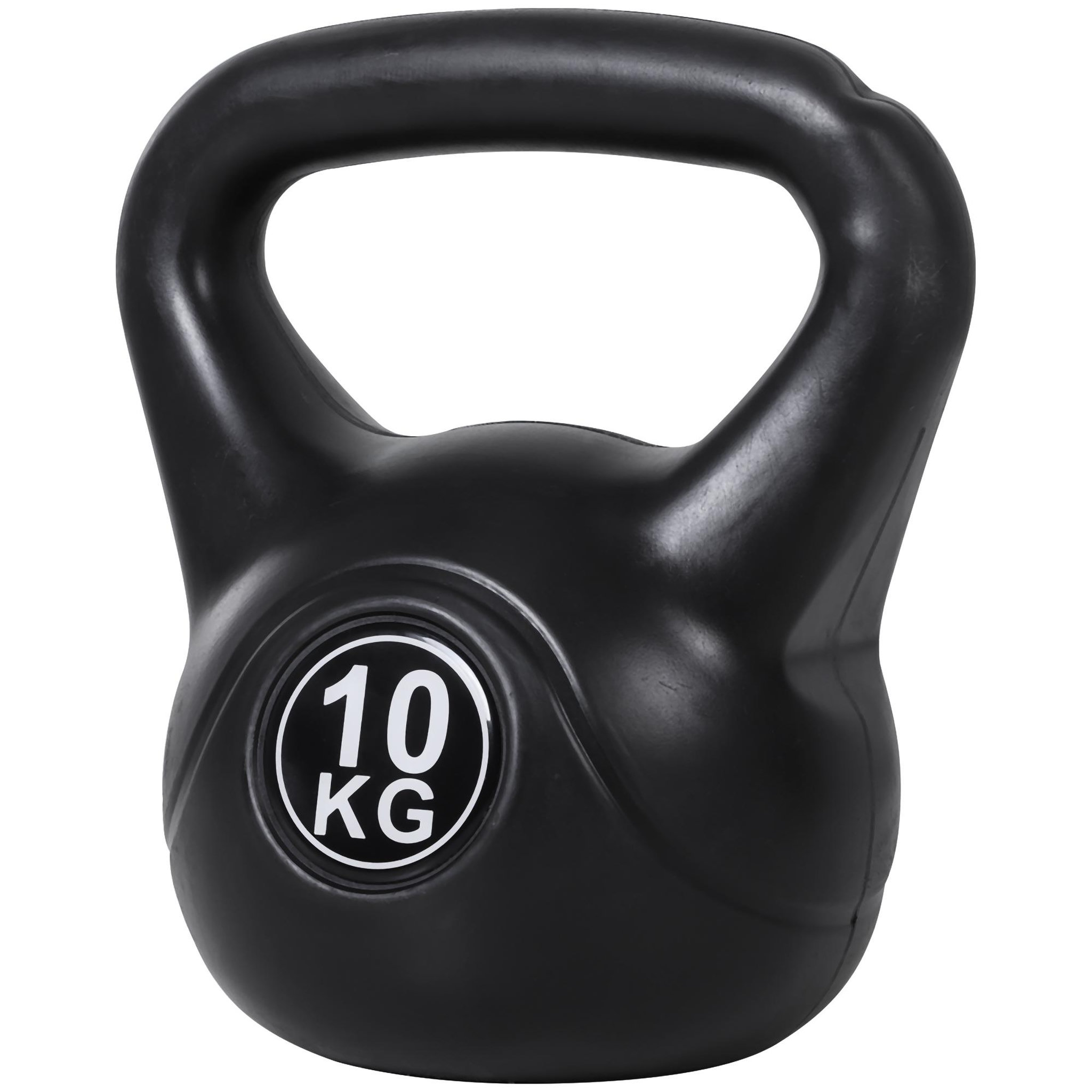 HOMCOM Kettlebell 10 kg - haltère boule - poignée ergonomique - pvc noir
