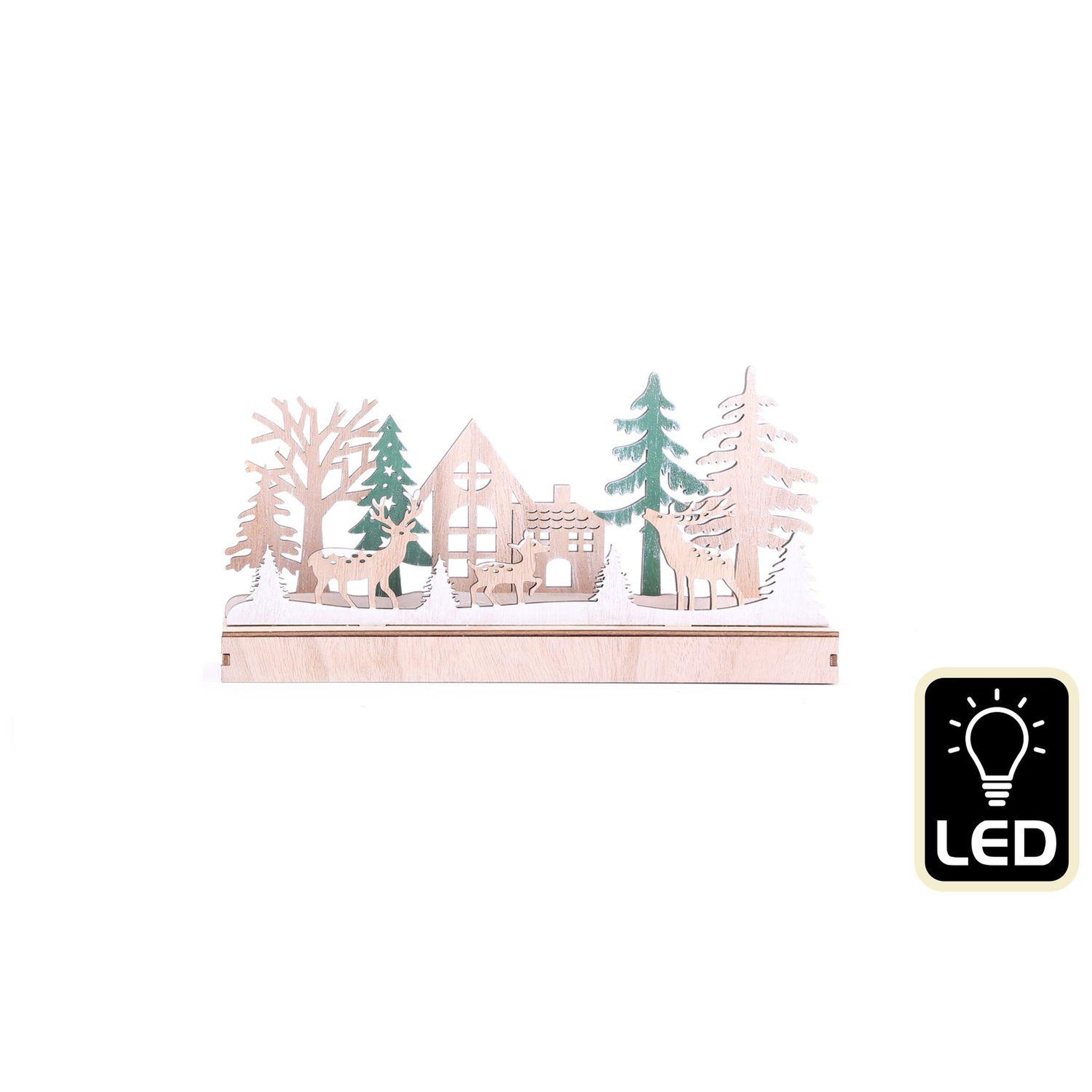 Voir la diapositive 2 : HEART OF THE HOME Décoration de Noël à poser en bois maison Forest Deco - Beige et vert