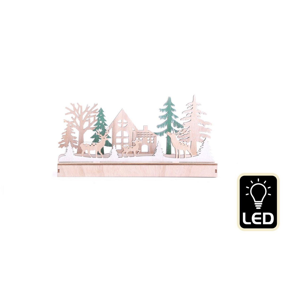 HEART OF THE HOME Décoration de Noël à poser en bois maison Forest Deco - Beige et vert