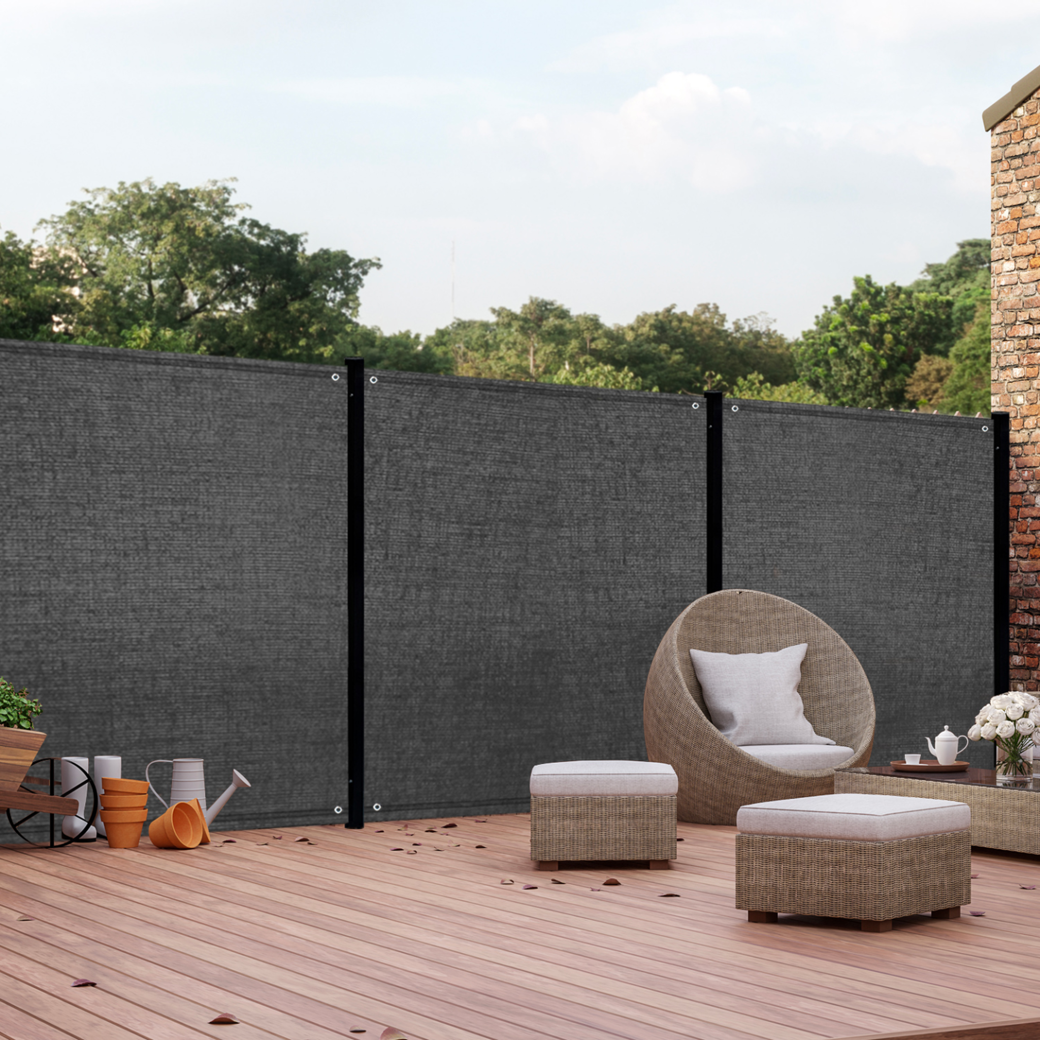 Voir la diapositive 2 : ID MARKET Brise vue ultra résistant 1,8 x 10 m gris 400 gr/m² haut de gamme
