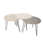 The Home Deco Factory Trio de Tables Gigognes - Beige et Noire - H. 36cm