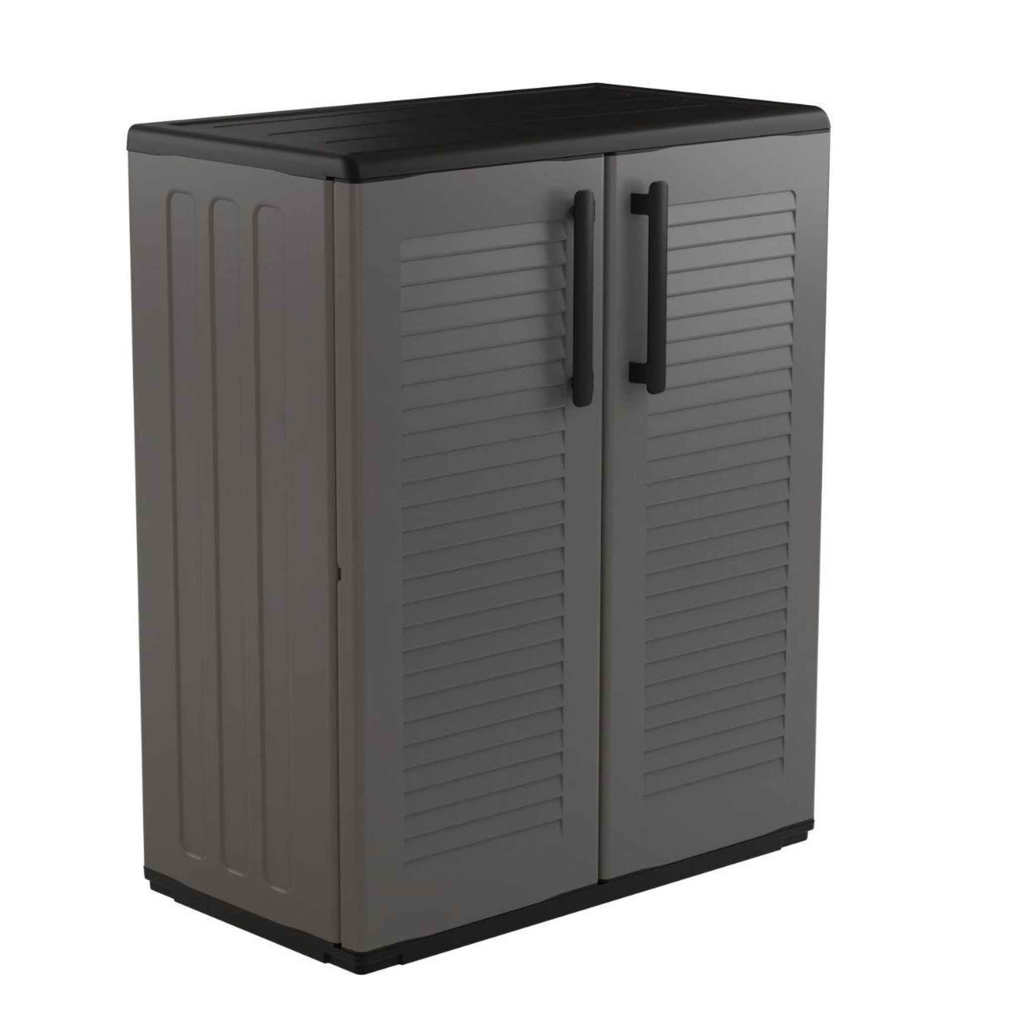 Voir la diapositive 3 : ART PLAST Armoire de rangement grise armoire basse 2 portes polypropylène - meuble de rangement 68 x 37 x h84 cm artplast