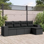 Voir la diapositive 1 : VIDAXL Salon de jardin 5 pcs avec coussins noir resine tressee