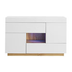 MERAX Buffet 2 porte(s) 2 tiroir(s) - 120 cm blanc+naturel led panneau de particules