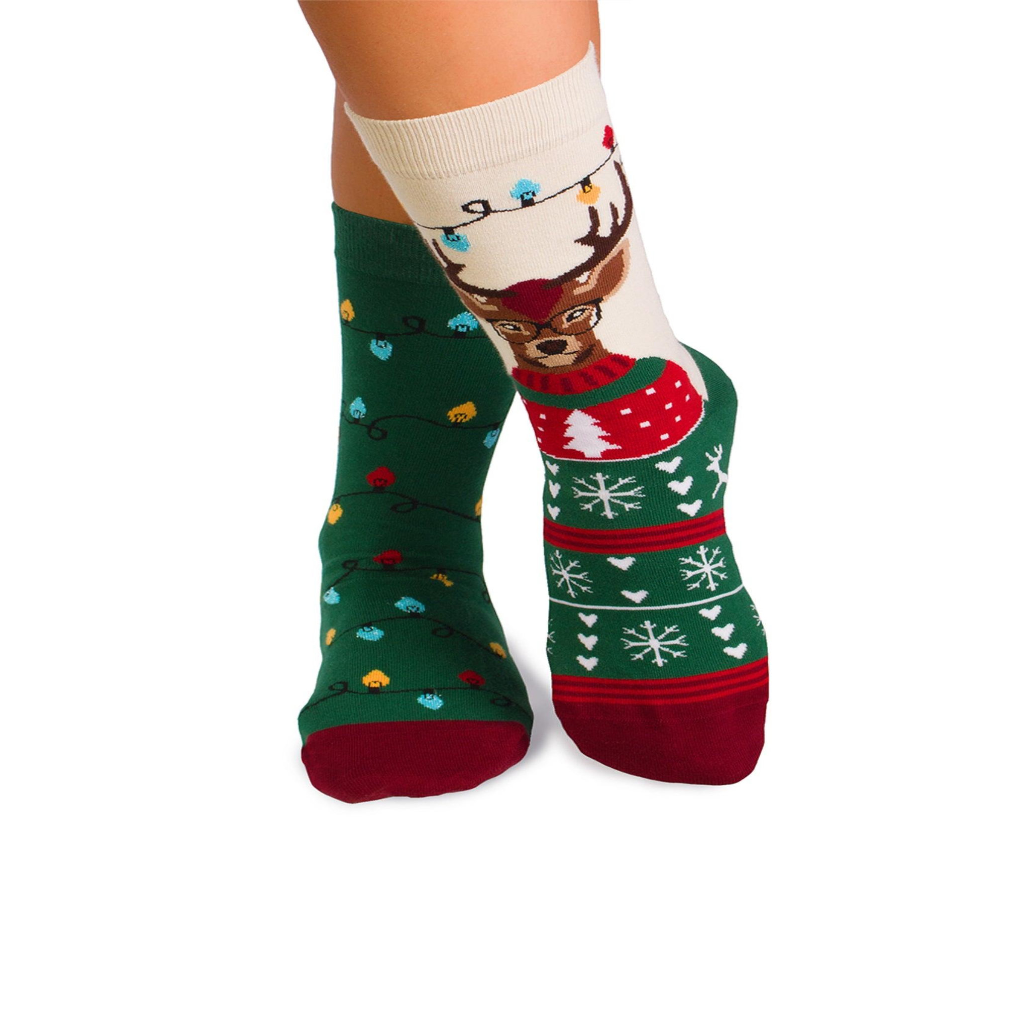 PIRIN HILL Chaussettes arty rudolph le renne intello. Coloris disponibles : Vert