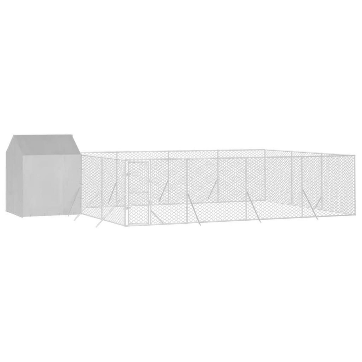 VIDAXL Chenil d'exterieur pour chiens avec toit argente 10x6x2,5 m