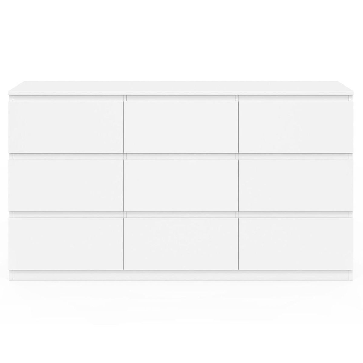 ID MARKET Commode 9 tiroirs TOMI XXL 136 cm bois blanc