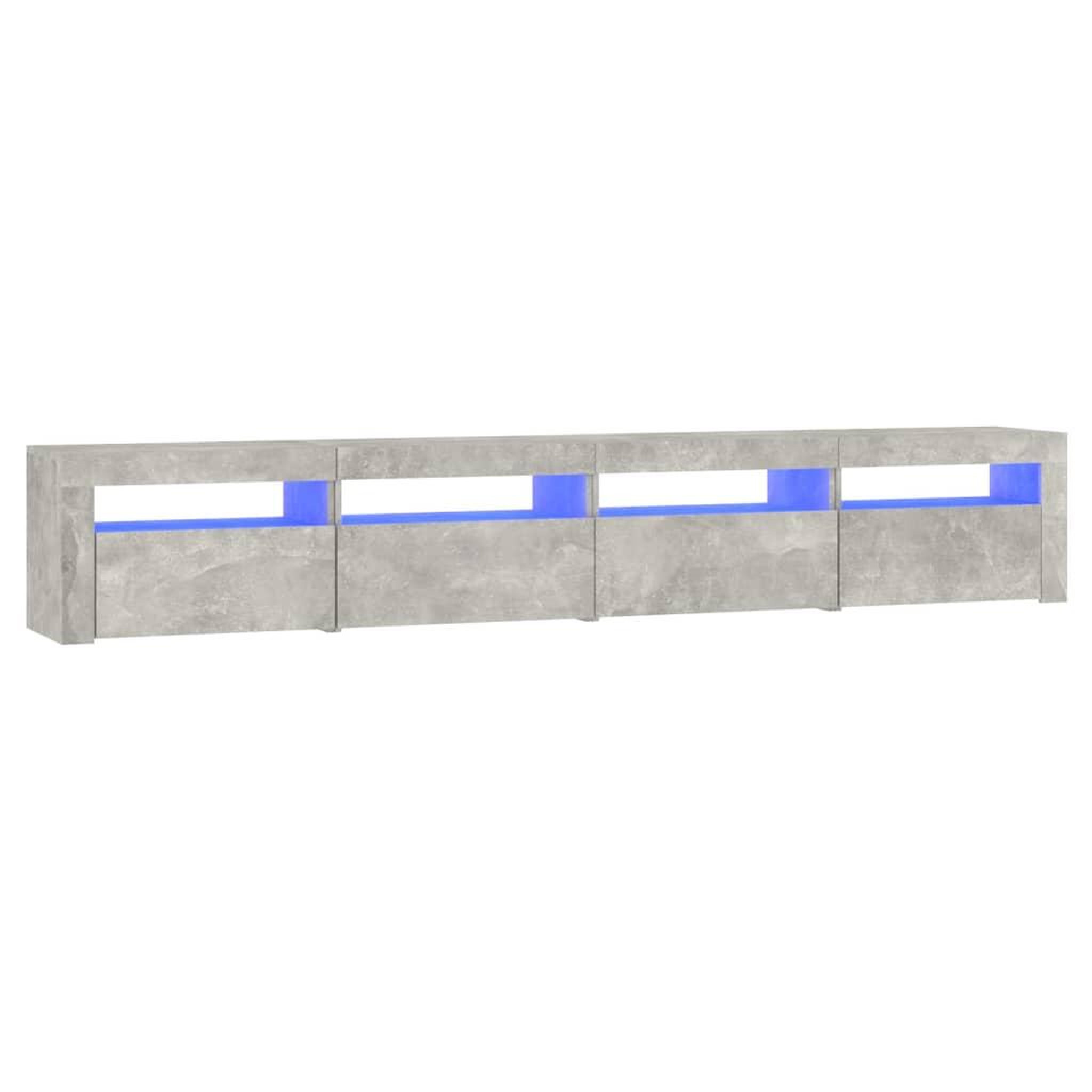 Voir la diapositive 2 : VIDAXL Meuble TV avec lumieres LED Gris beton 240x35x40 cm