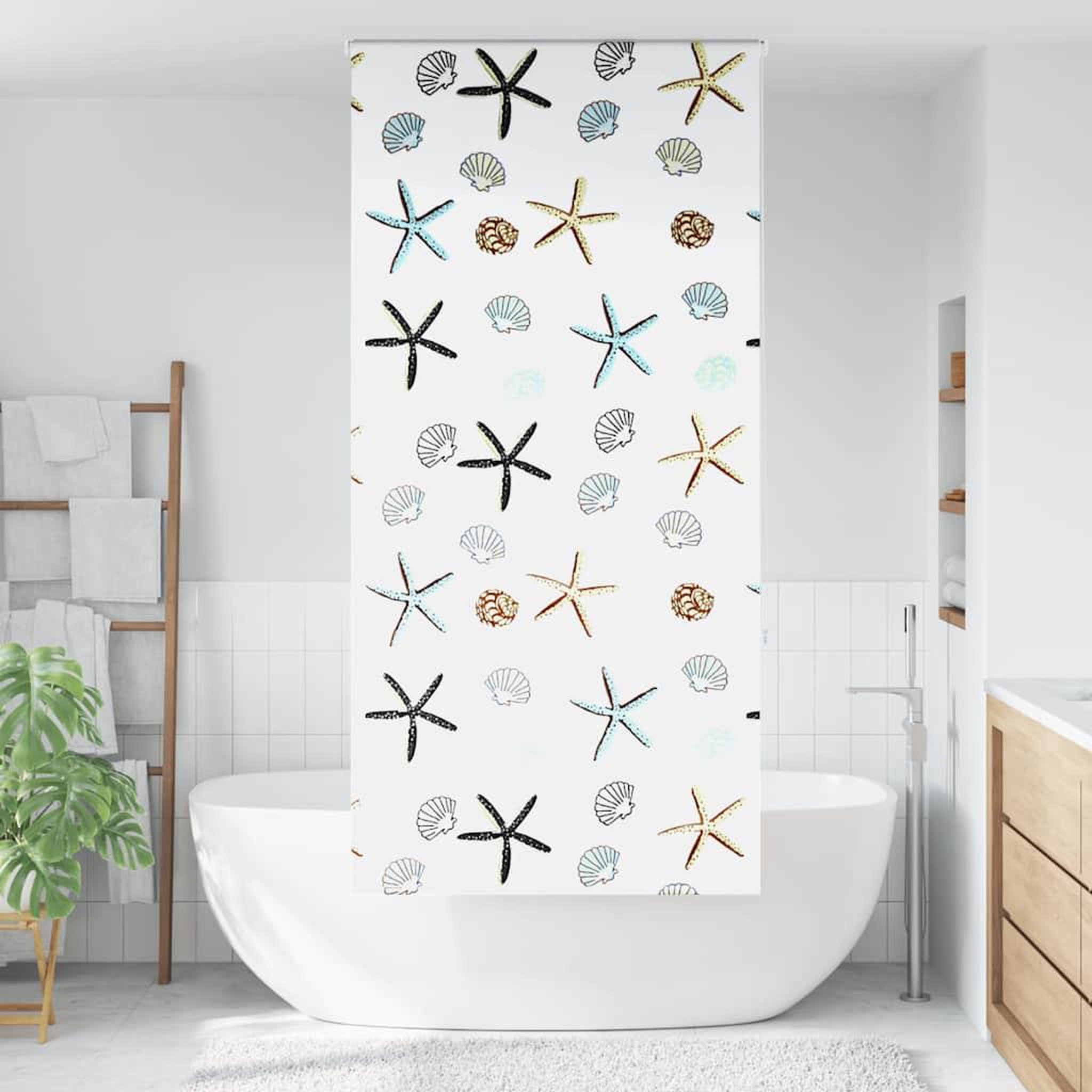 Voir la diapositive 2 : VIDAXL Store enrouleur de douche 110x240 cm largeur du tissu 106 cm
