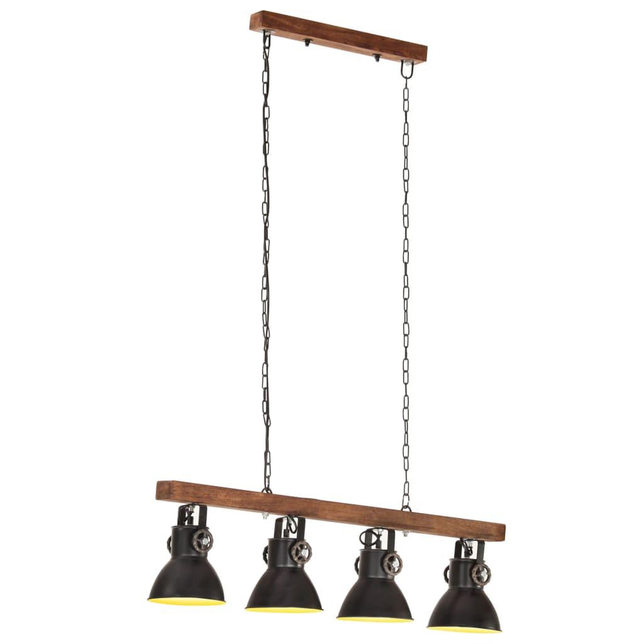 Voir la diapositive 3 : VIDAXL Plafonnier industriel Noir E27 Bois de manguier