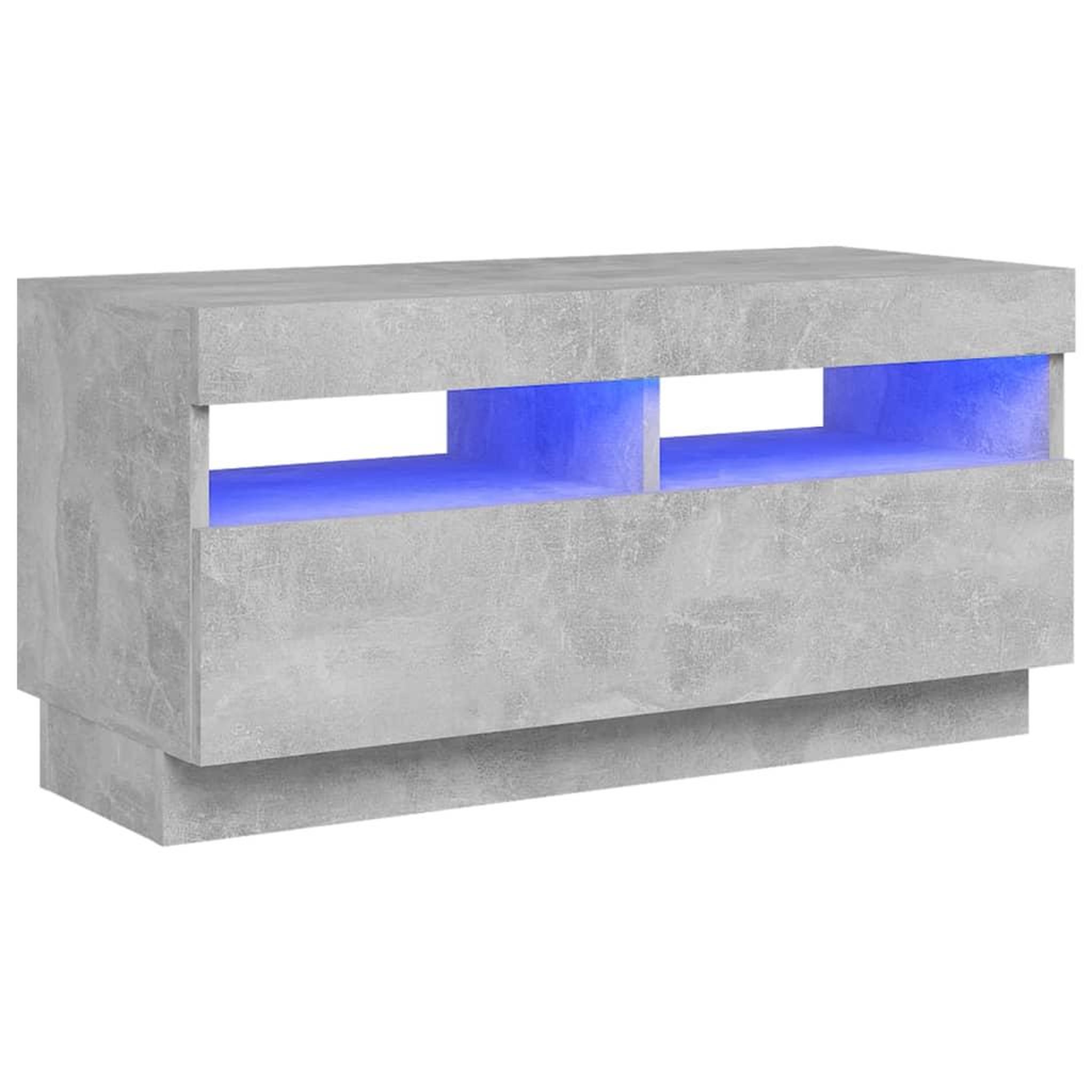 Voir la diapositive 2 : VIDAXL Meuble TV avec lumieres LED gris beton 80x35x40 cm