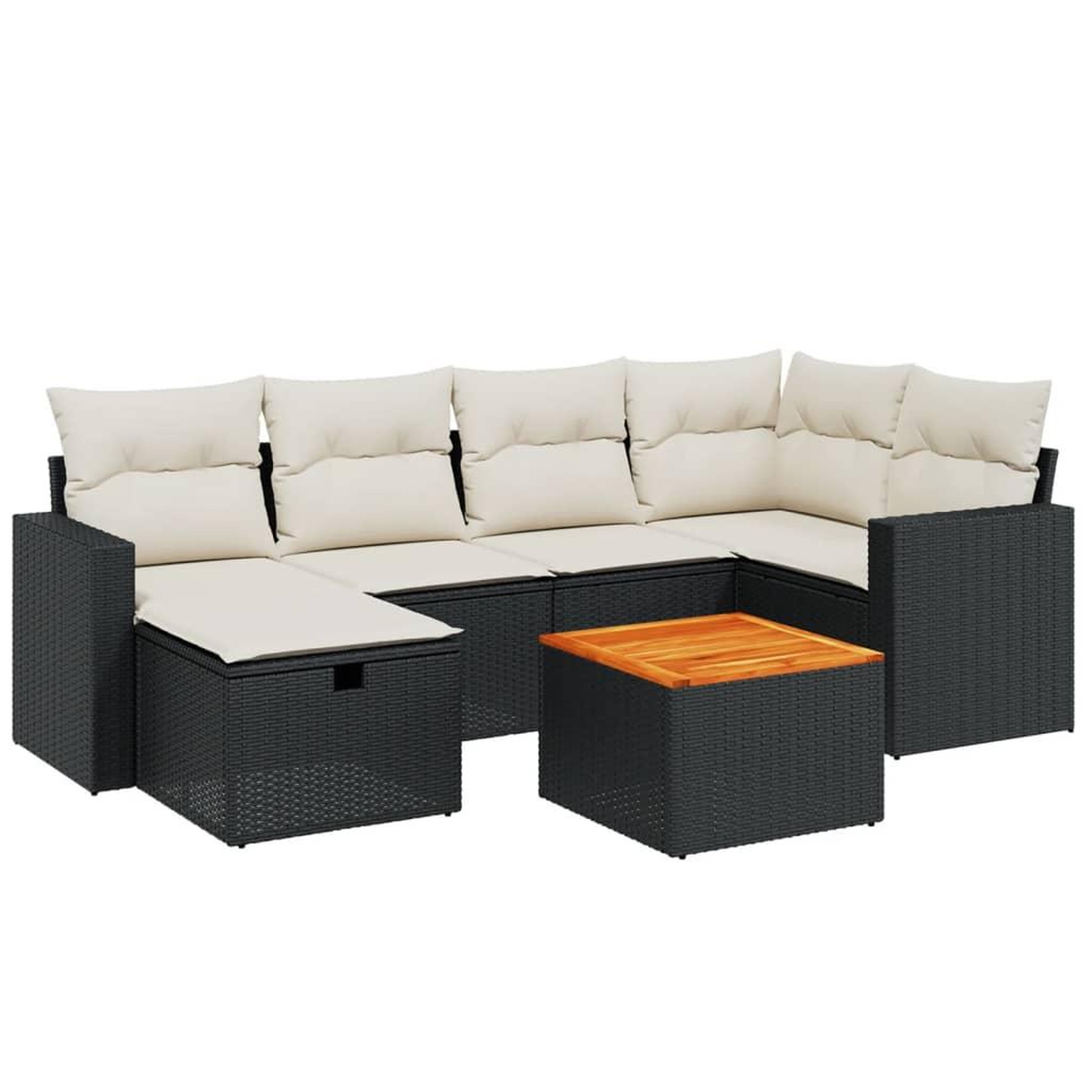Voir la diapositive 2 : VIDAXL Salon de jardin 7 pcs avec coussins noir resine tressee