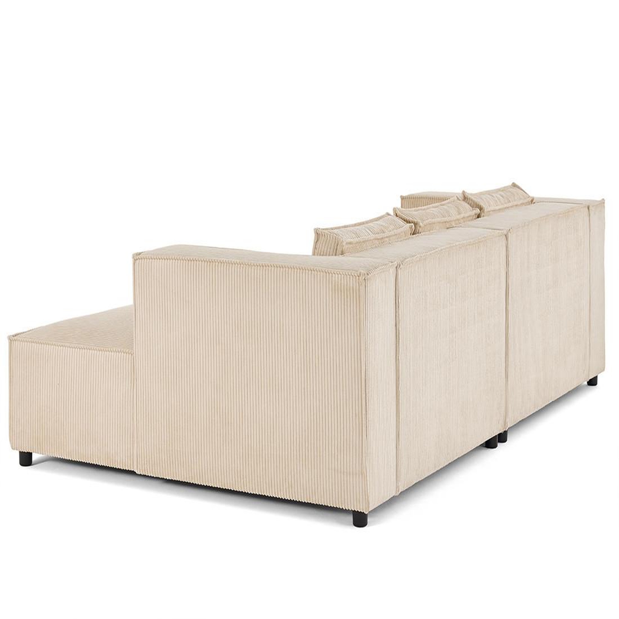 Voir la diapositive 6 : LISA DESIGN Stella - canapé droit 3 places avec double méridienne - assise profonde - en velours côtelé