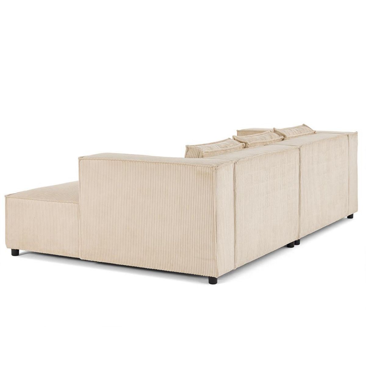 LISA DESIGN Stella - canapé droit 3 places avec double méridienne - assise profonde - en velours côtelé