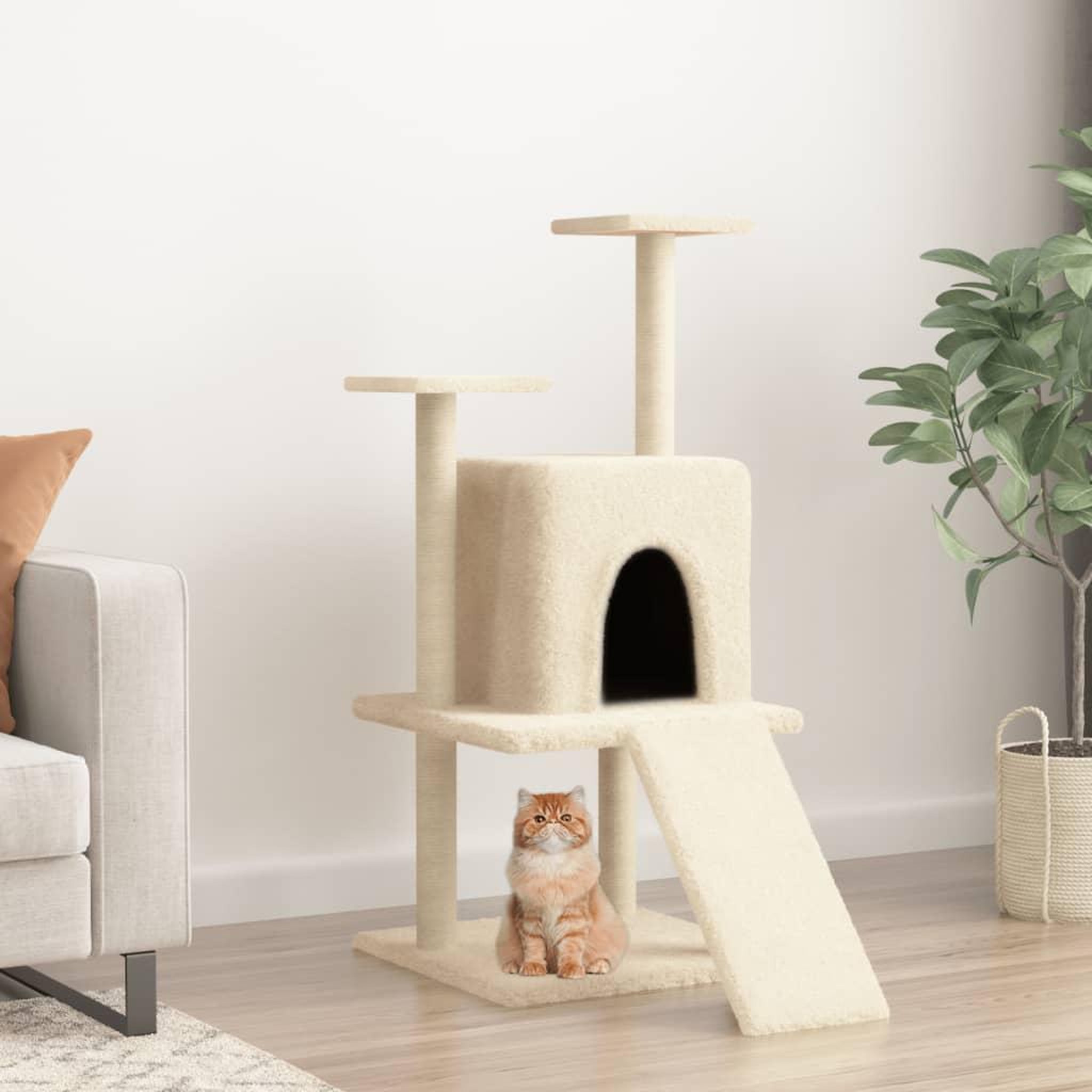 VIDAXL Arbre a chat avec griffoirs en sisal creme 110 cm