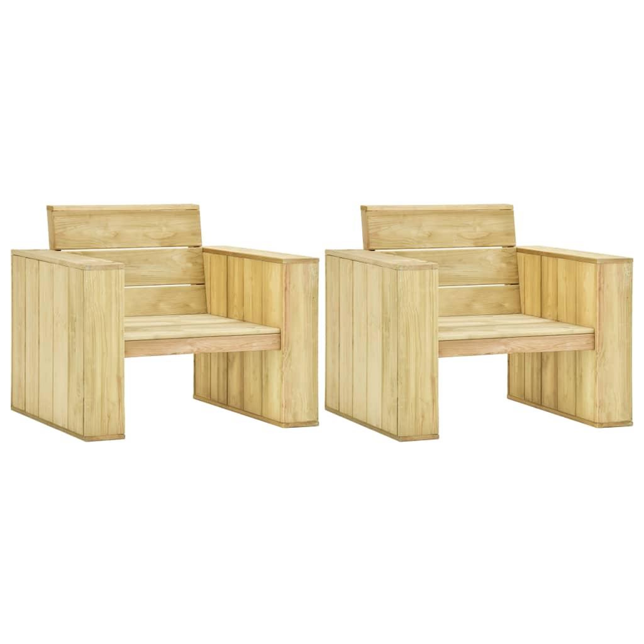 Voir la diapositive 1 : VIDAXL Chaises de jardin lot de 2 89x76x76 cm Bois de pin impregne