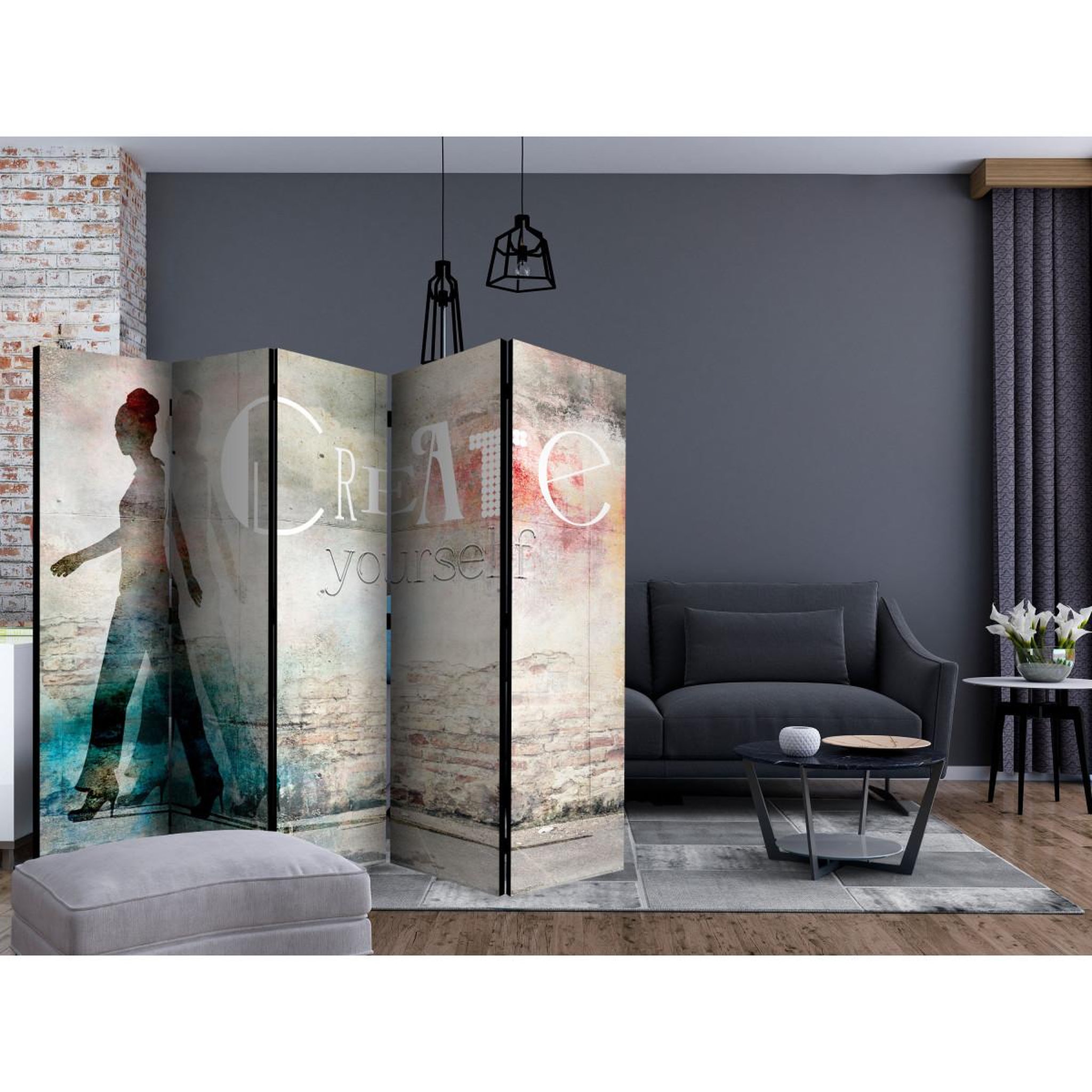 Voir la diapositive 2 : Paris Prix Paravent 5 volets  create yourself  172x225cm