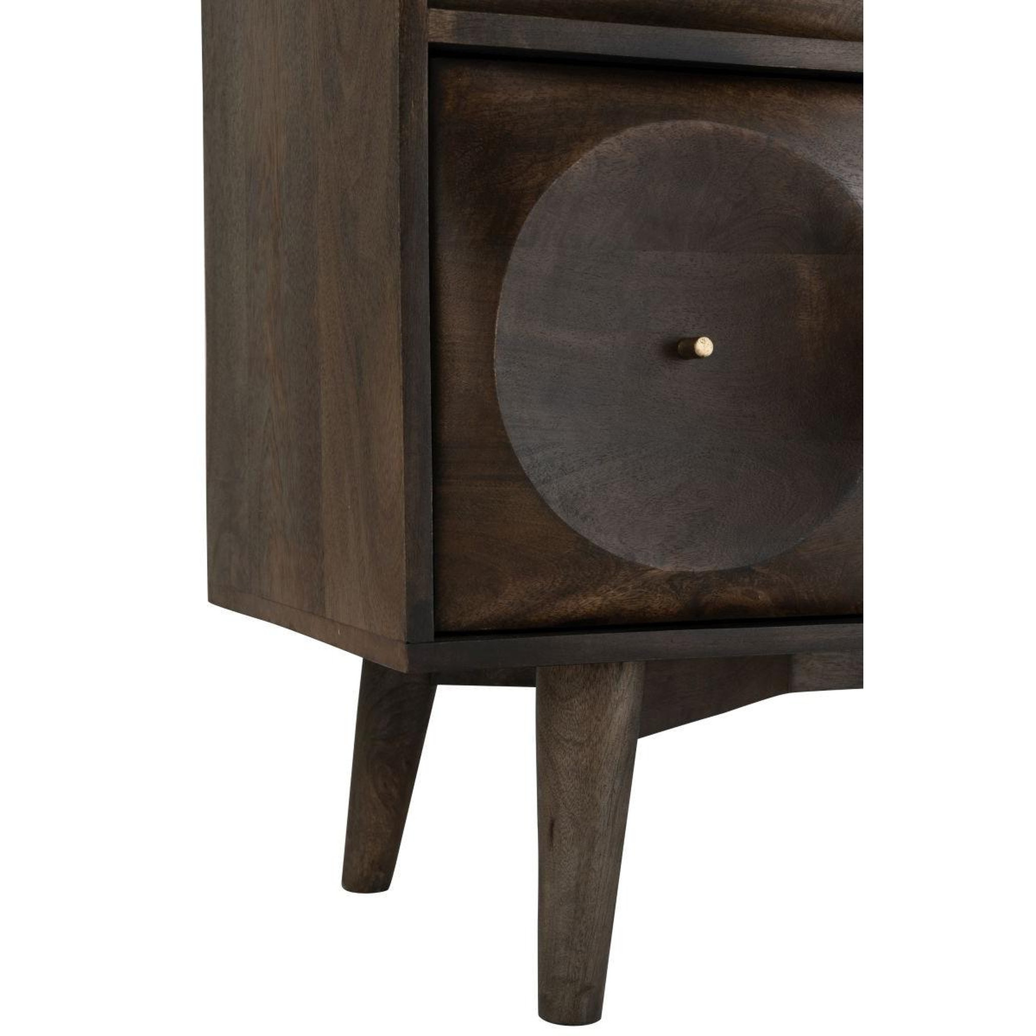 Voir la diapositive 6 : J-LINE Commode 6 tiroirs en bois  circle  99cm marron foncé
