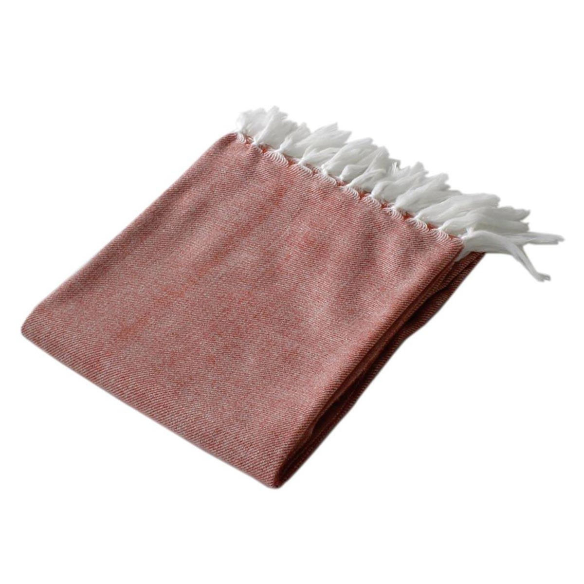 Paris Prix Plaid Uni à Franges  Dobby  130x150cm Terracotta