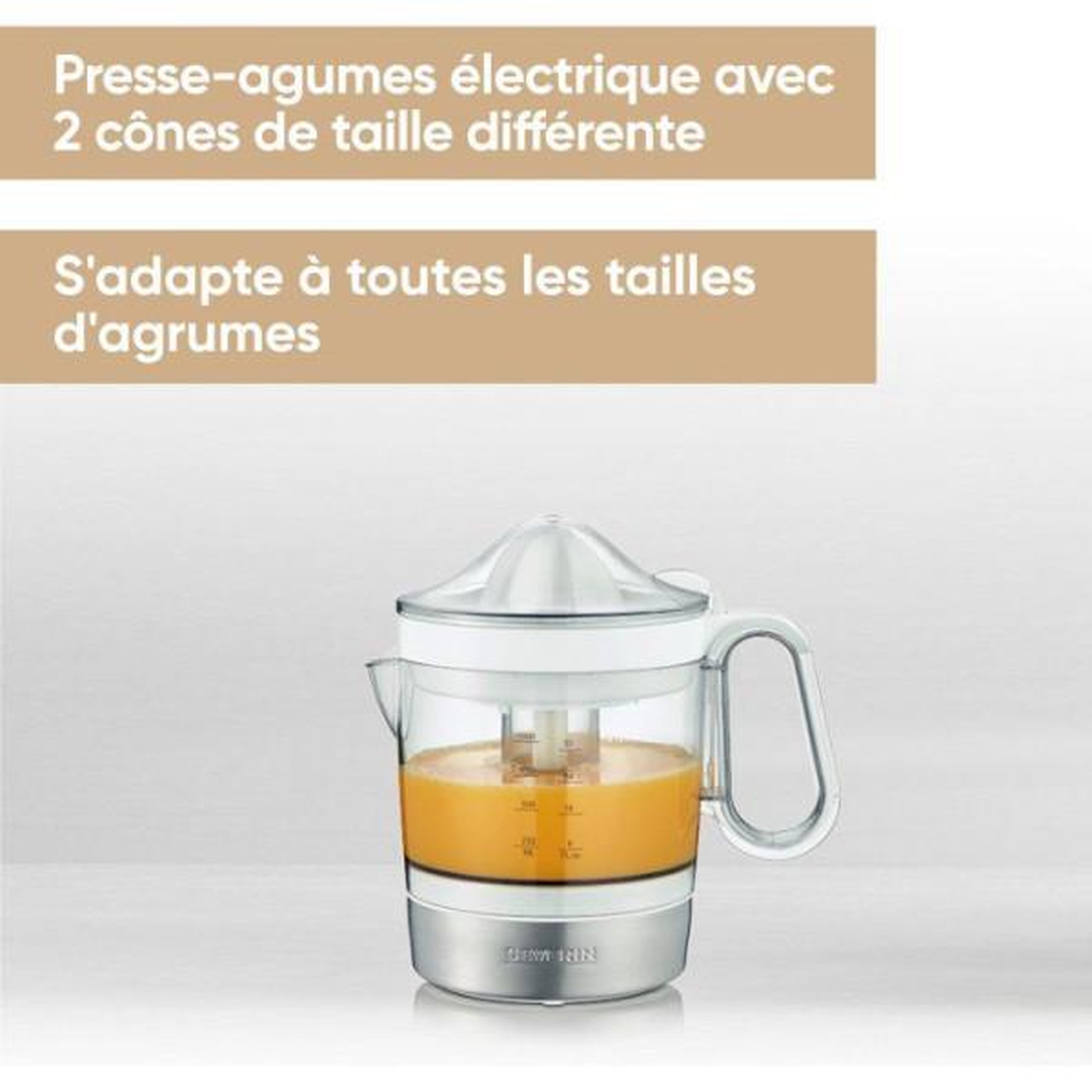 Voir la diapositive 2 : SEVERIN Presse Agrume Electrique  1L - SEVERIN - CP3535 - Avec 2 cônes amovibles - réservoir XXL de 1L - 40 W - blanc