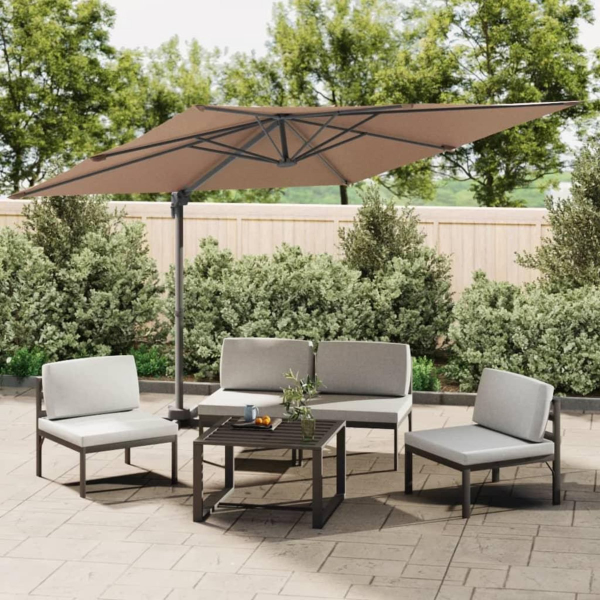 VIDAXL Parasol cantilever a LED Taupe 400x300 cm