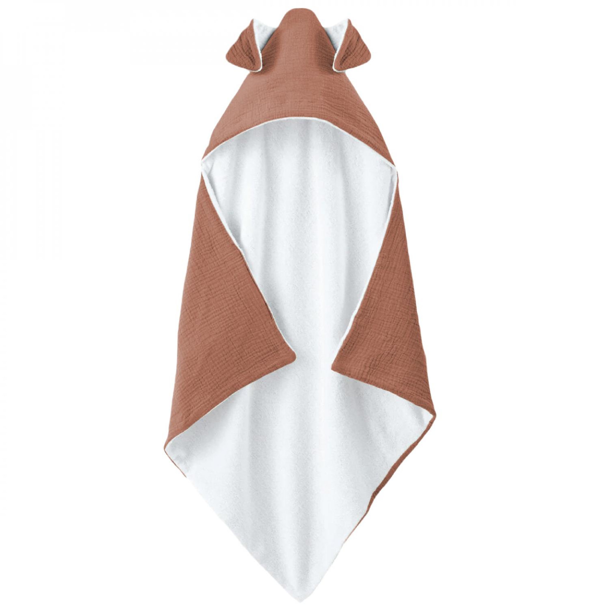 Monsieur Bébé Cape, sortie de bain pour bébé intérieur 100 % coton - 100 x 100 cm - Lapin - Vieux rose