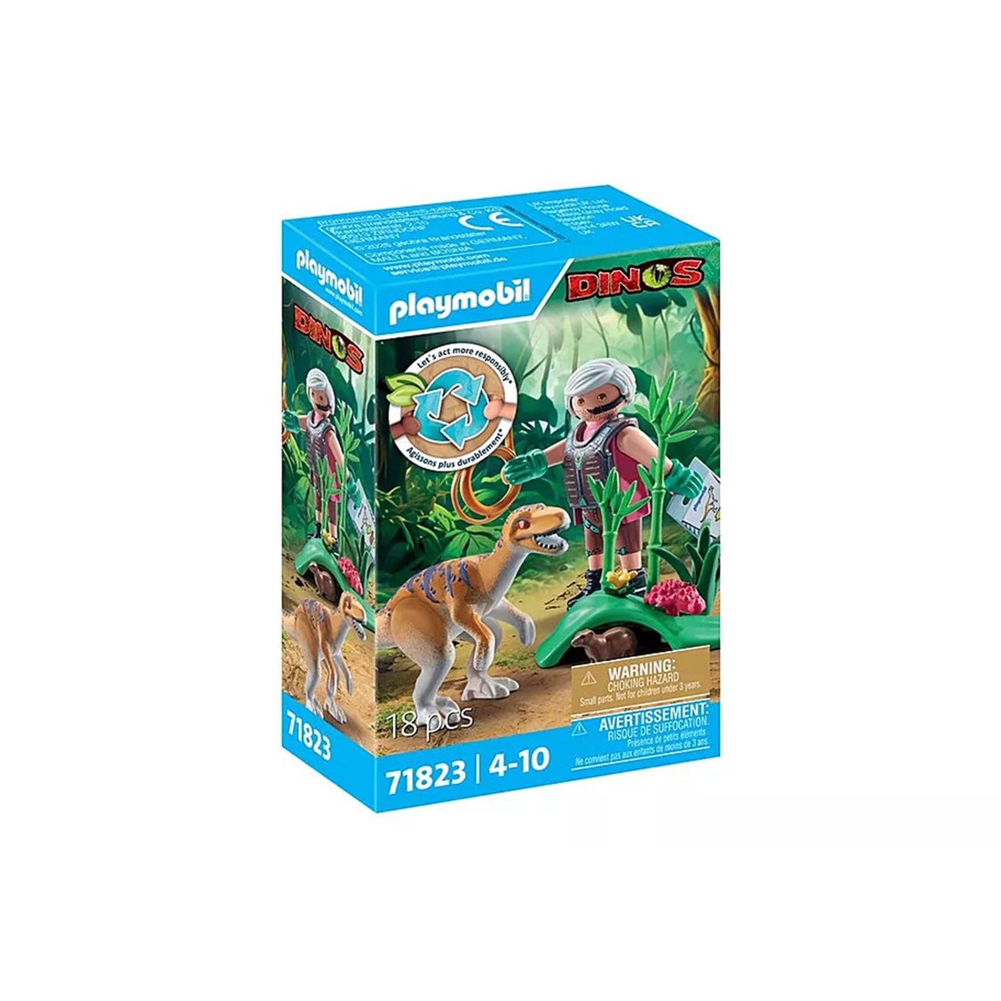 Voir la diapositive 1 : PLAYMOBIL Vélociraptor, explorateur avec lasso et marmotte