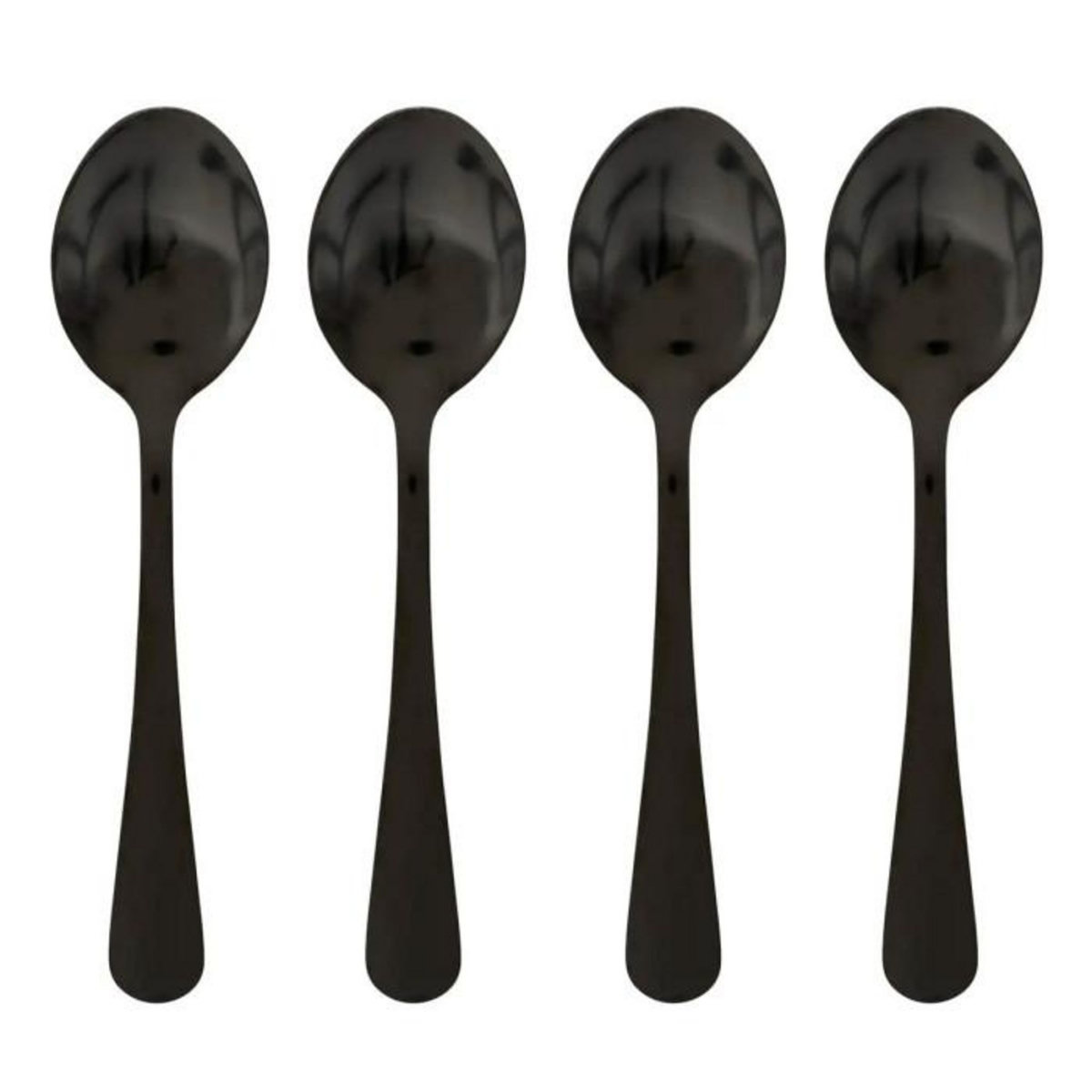 SECRET DE GOURMET Lot de 4 Cuillères à Café en Inox  Shadow  13cm Noir