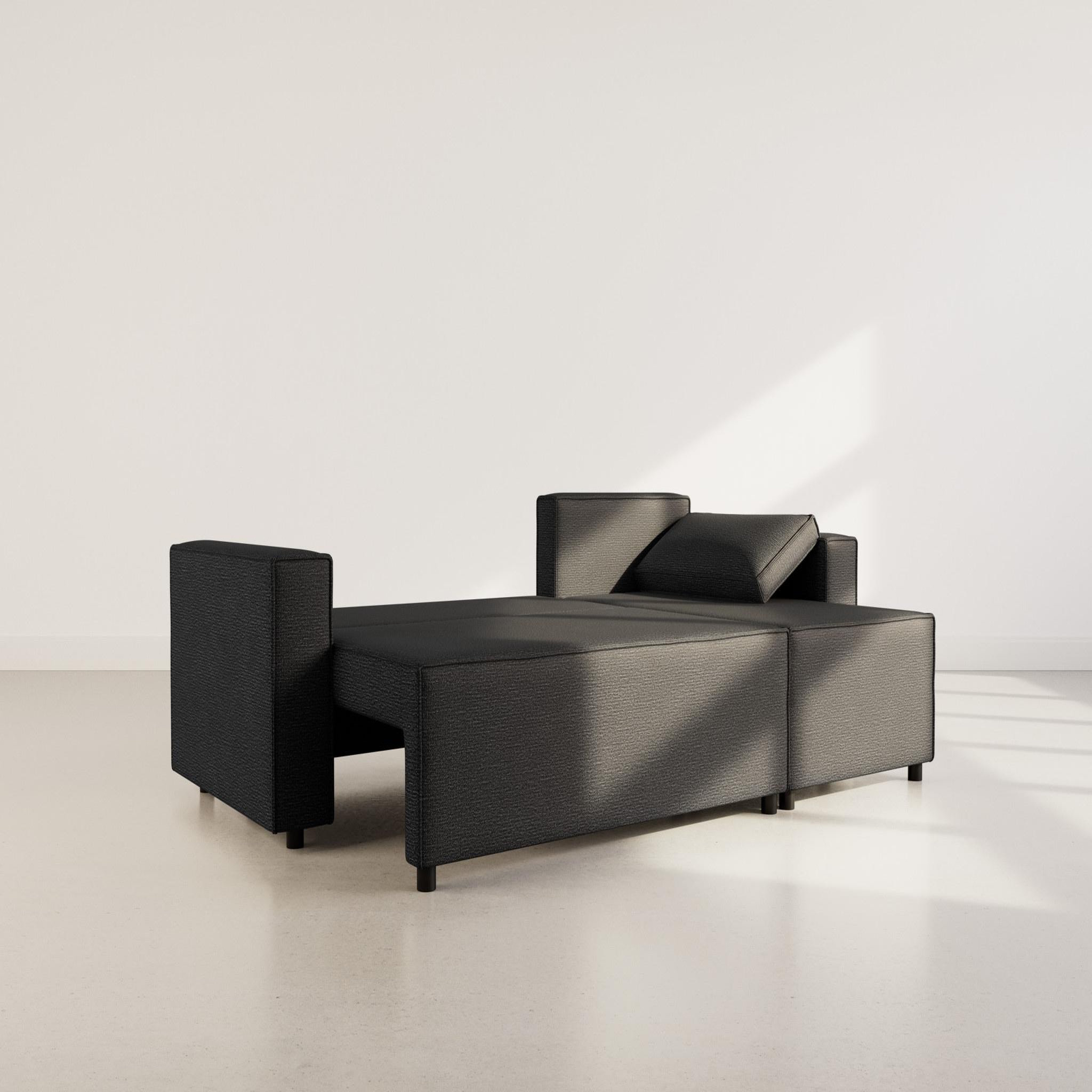 Voir la diapositive 2 : BEST MOBILIER Jonas - canapé d'angle réversible 4 places convertible avec coffre en tissu texturé