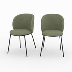 Rendez vous déco Lot de 2 chaises en tissu vert kaki, pieds métal noir-Bulle