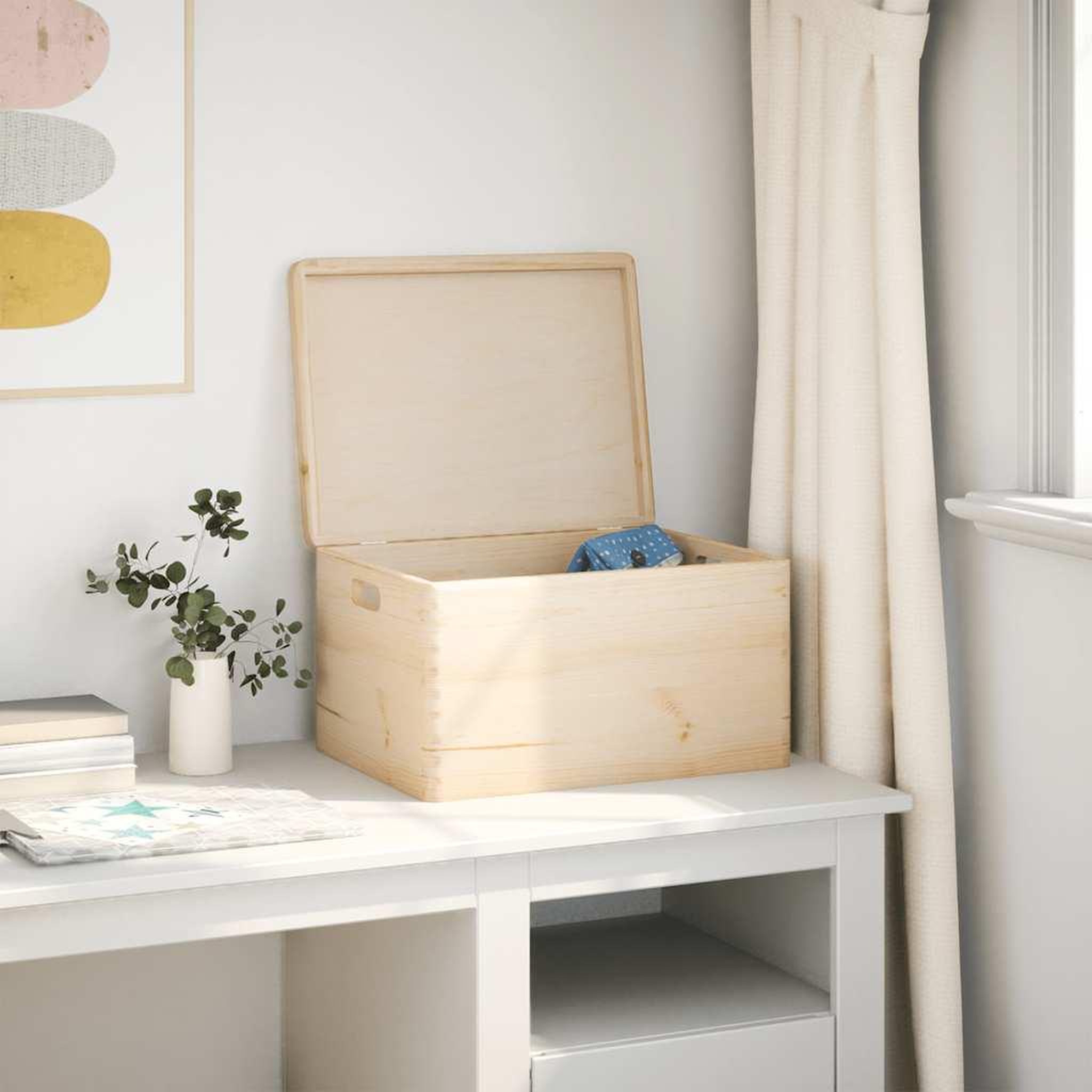 Voir la diapositive 3 : VIDAXL Boîte en bois avec couvercle et poignees bois de pin massif