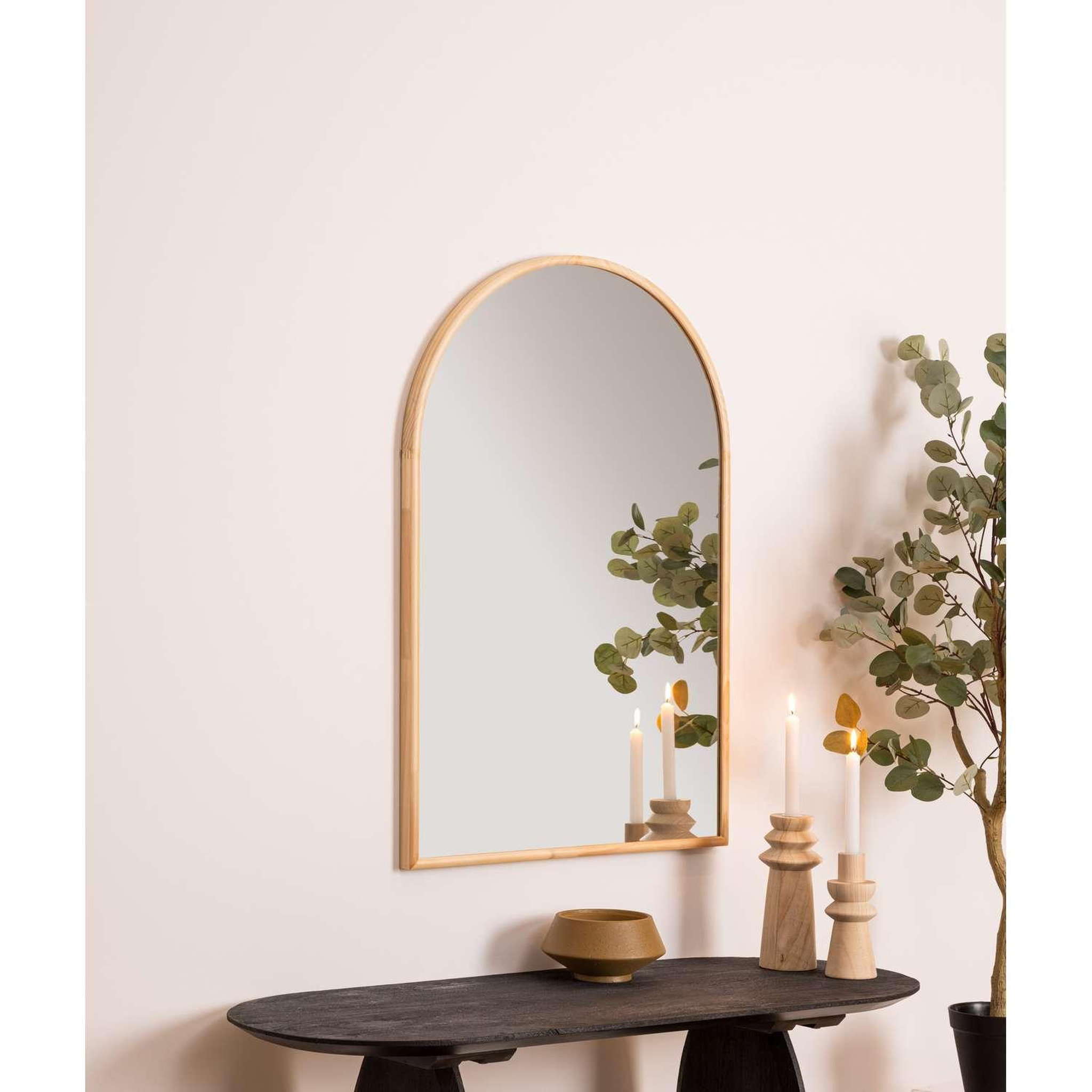 Voir la diapositive 2 : ATMOSPHERA Miroir arche en bois - 60 x 90 cm - Beige