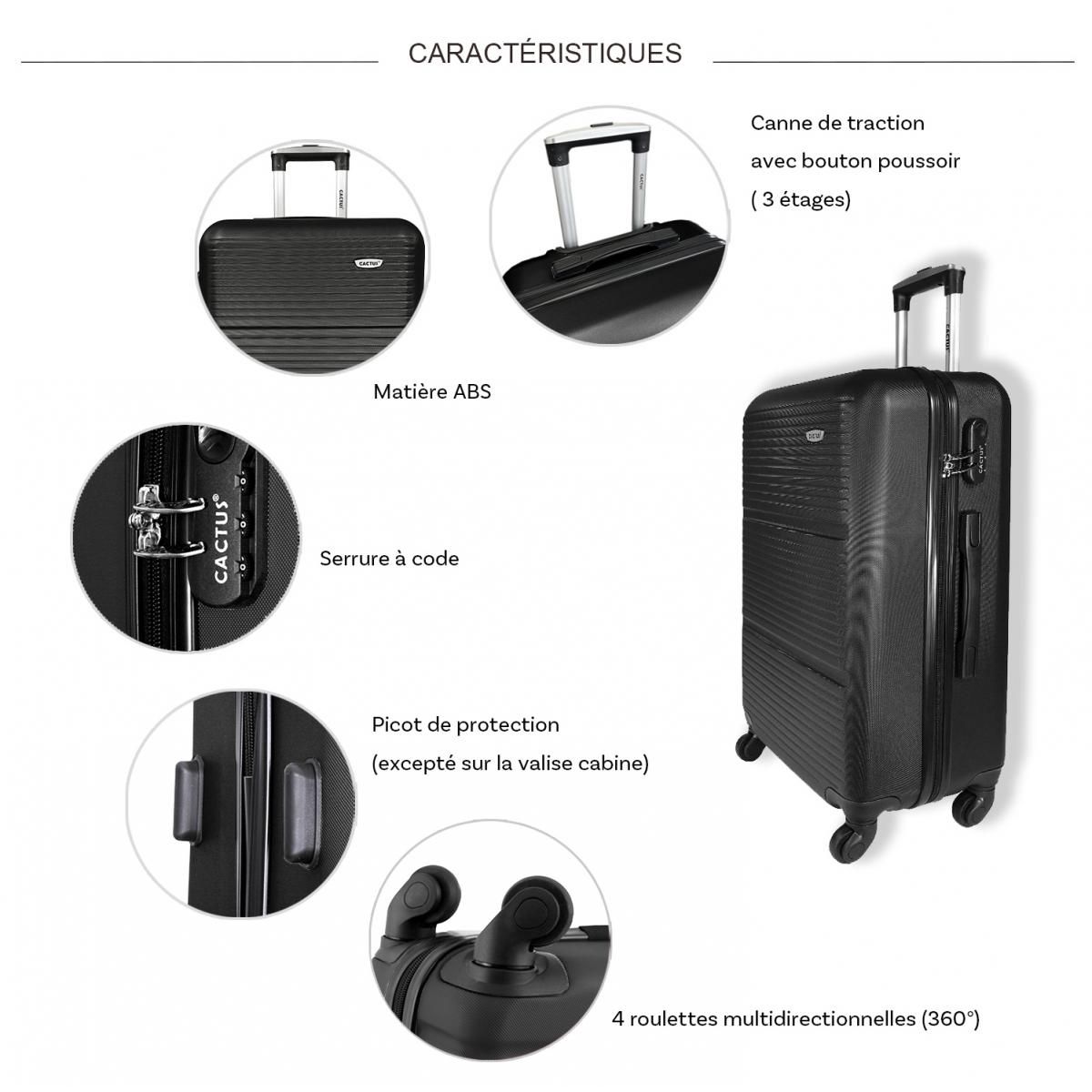 Cactus Lot 3 valises rigides dont 1 valise cabine