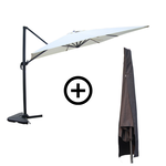 CONCEPT USINE Parasol rectangulaire 3x4m déporté rotatif écru avec housse CESARE