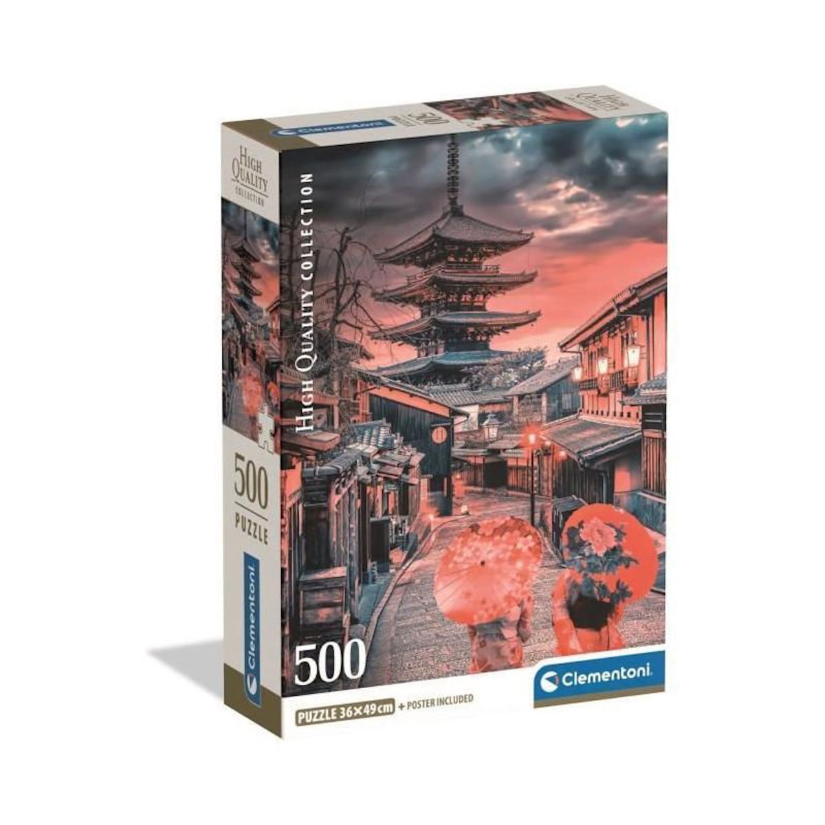 CLEMENTONI Puzzle 500 pièces Compact Evening in Kyoto – Puzzle adulte – Clementoni