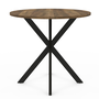 Voir la diapositive 3 : ID MARKET Table à manger ronde ALIX 4 personnes pied araignée noir et plateau bois foncé HAWKINS 80 cm
