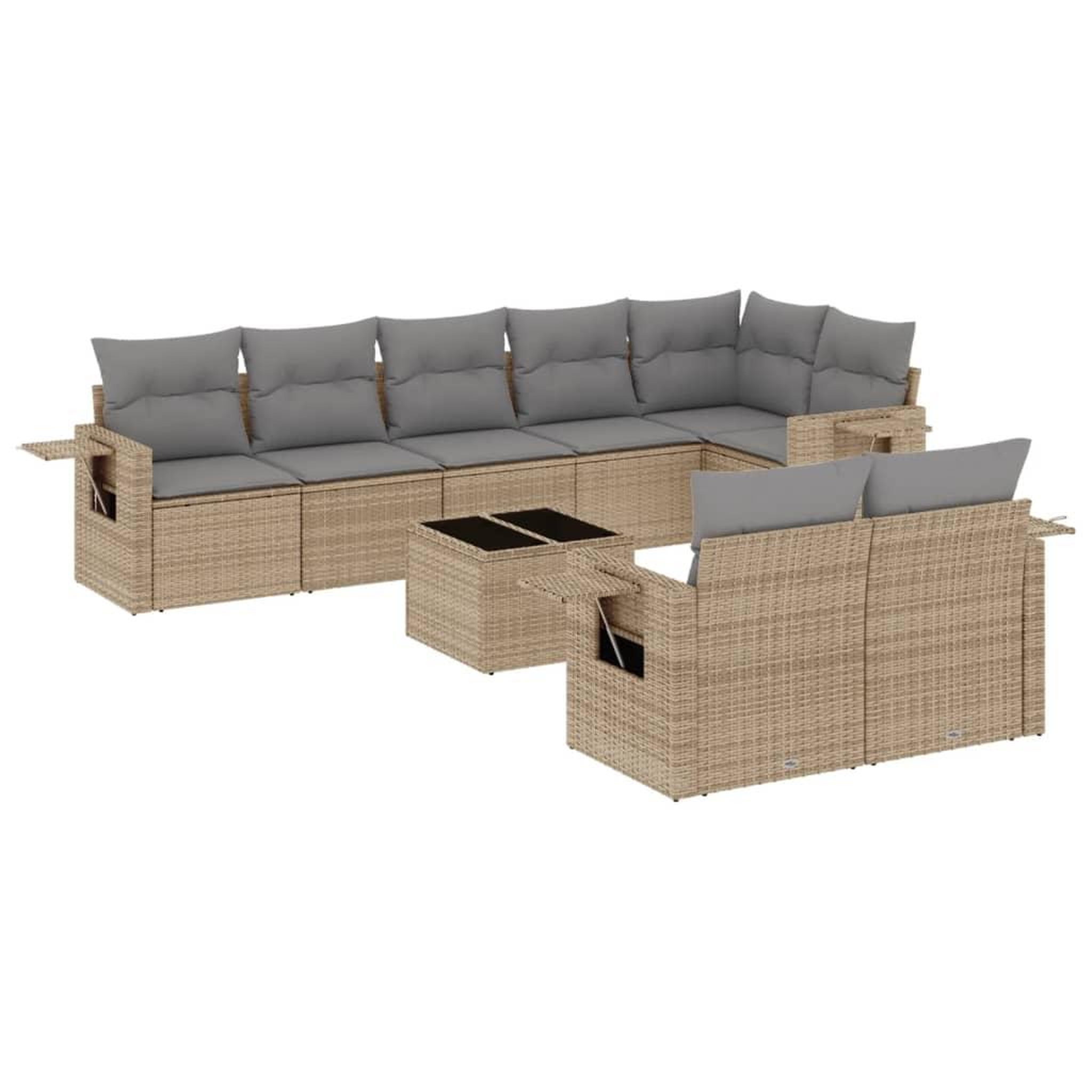 Voir la diapositive 2 : VIDAXL Salon de jardin avec coussins 9 pcs beige resine tressee