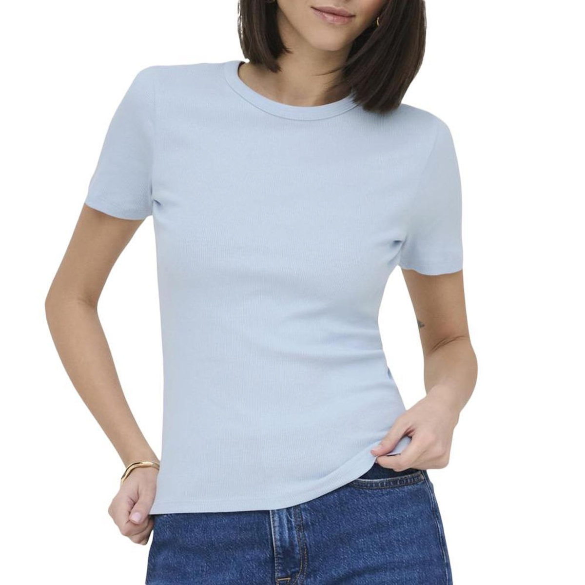 JACQUELINE DE YONG T-Shirt Bleu Clair Femme JDY Lucky