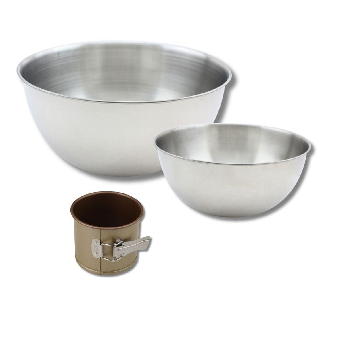 ZENKER Ensemble avec 1 Petit moule à panettone, 1 spatule Zenker et 2 bols à mixer en inox Fackelmann