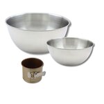 ZENKER Ensemble avec 1 Petit moule à panettone, 1 spatule Zenker et 2 bols à mixer en inox Fackelmann