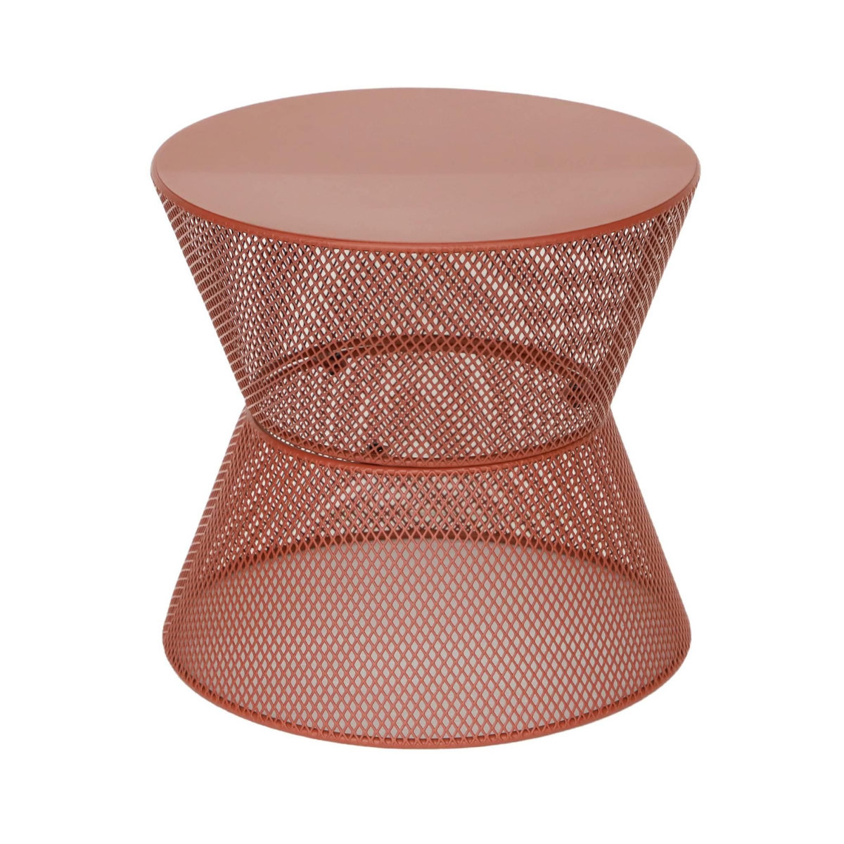 SWEEEK Table d'appoint extérieure acier effet grillagé terracotta - Tivo