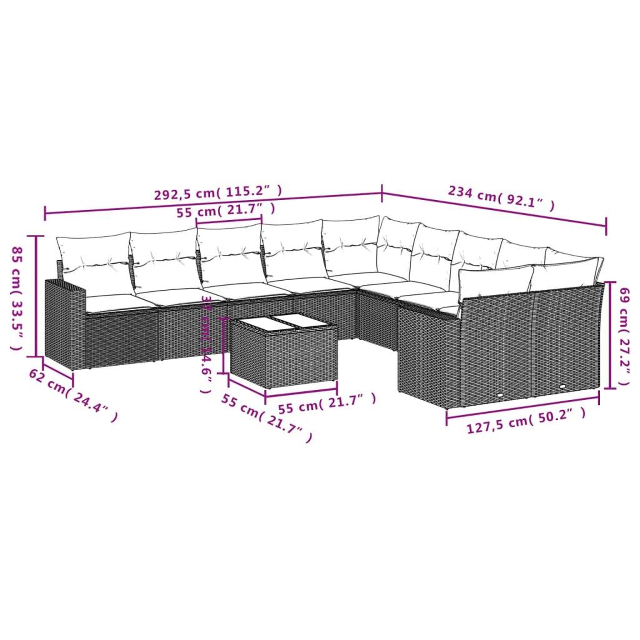 Voir la diapositive 6 : VIDAXL Salon de jardin 11 pcs avec coussins noir resine tressee