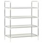Voir la diapositive 3 : VIDAXL Etagere a chaussures 4 etageres Metal et tissu intisse Argente