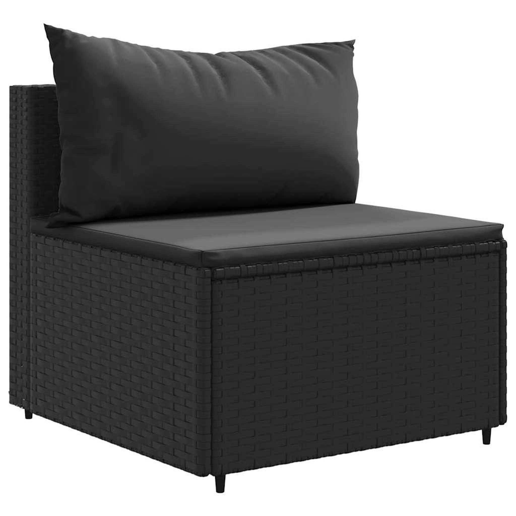 Voir la diapositive 4 : VIDAXL Salon de jardin 7 pcs avec coussins Noir Resine tressee