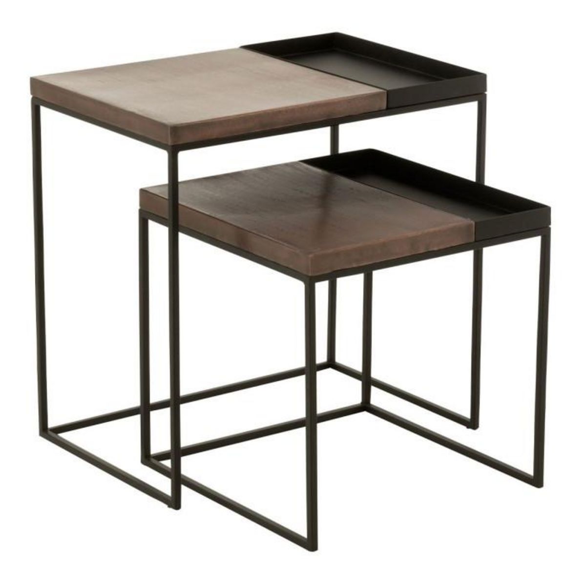 Paris Prix Lot de 2 Tables d'Appoint Gigognes  Kelsey  60cm Bronze & Noir