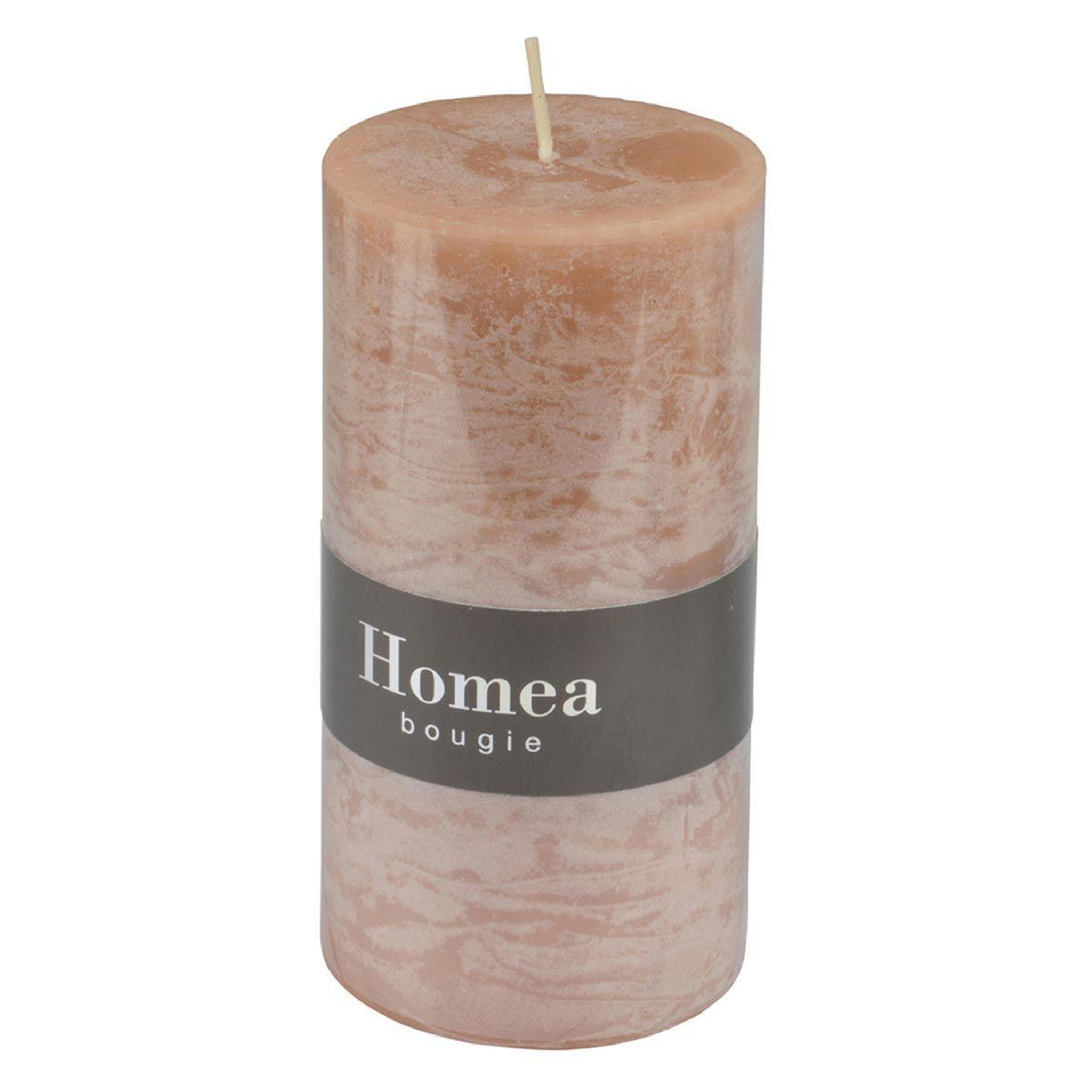 Voir la diapositive 2 : HOMEA Bougie pilier déco  rustique  13cm taupe
