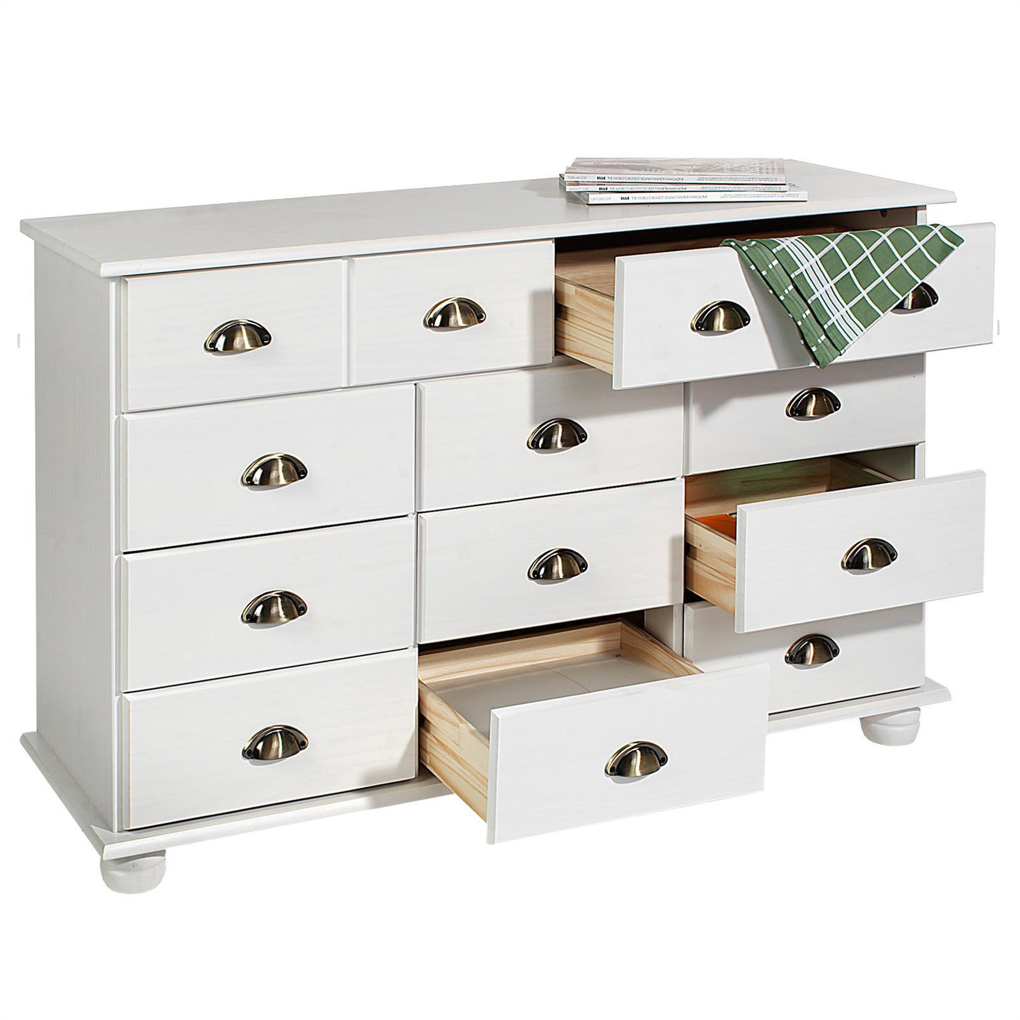 Voir la diapositive 4 : IDIMEX Commode apothicaire COLMAR en pin massif, 11 tiroirs