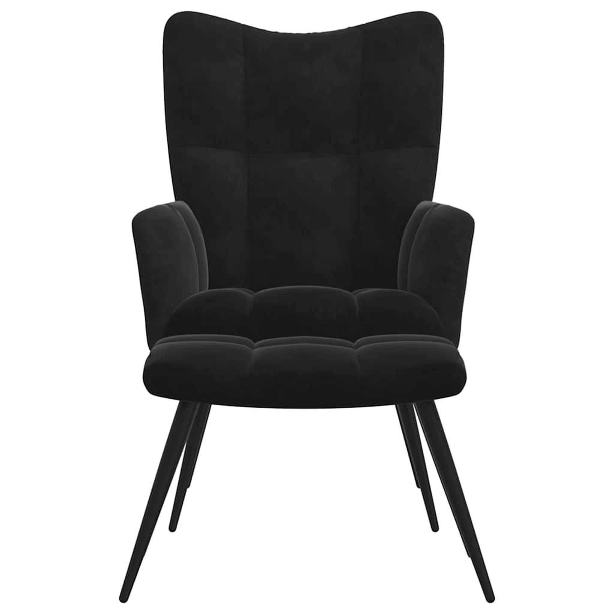 Voir la diapositive 3 : VIDAXL Chaise de relaxation avec tabouret Noir Velours
