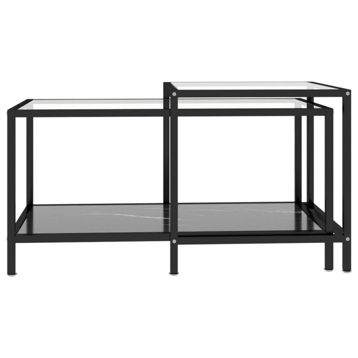 VIDAXL Tables a the 2 pcs Verre trempe Noir
