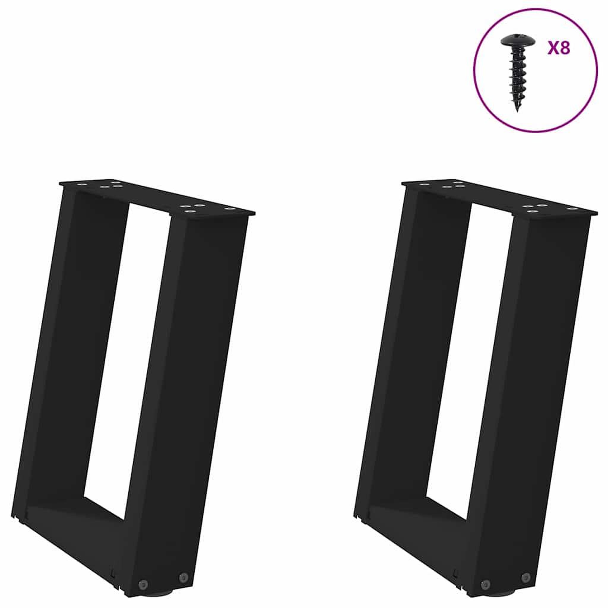 VIDAXL Pieds de table basse forme de U 2 pcs noir 28x(42-43) cm acier